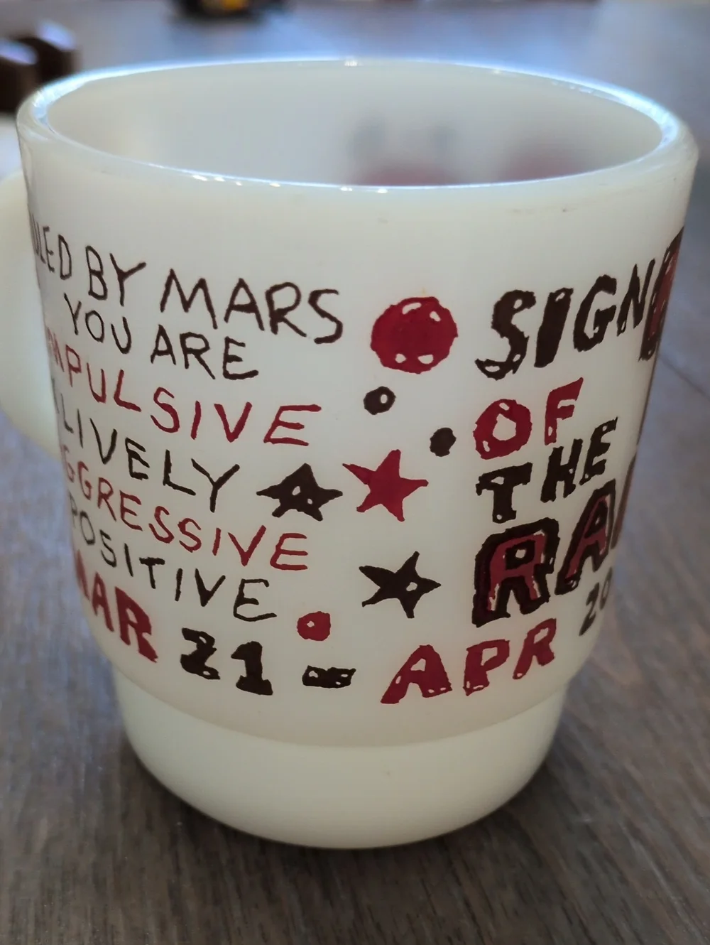 Fire King Vintage Aries Milk Glass Mug